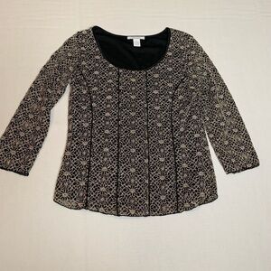 Dress Barn Floral Black Top Small